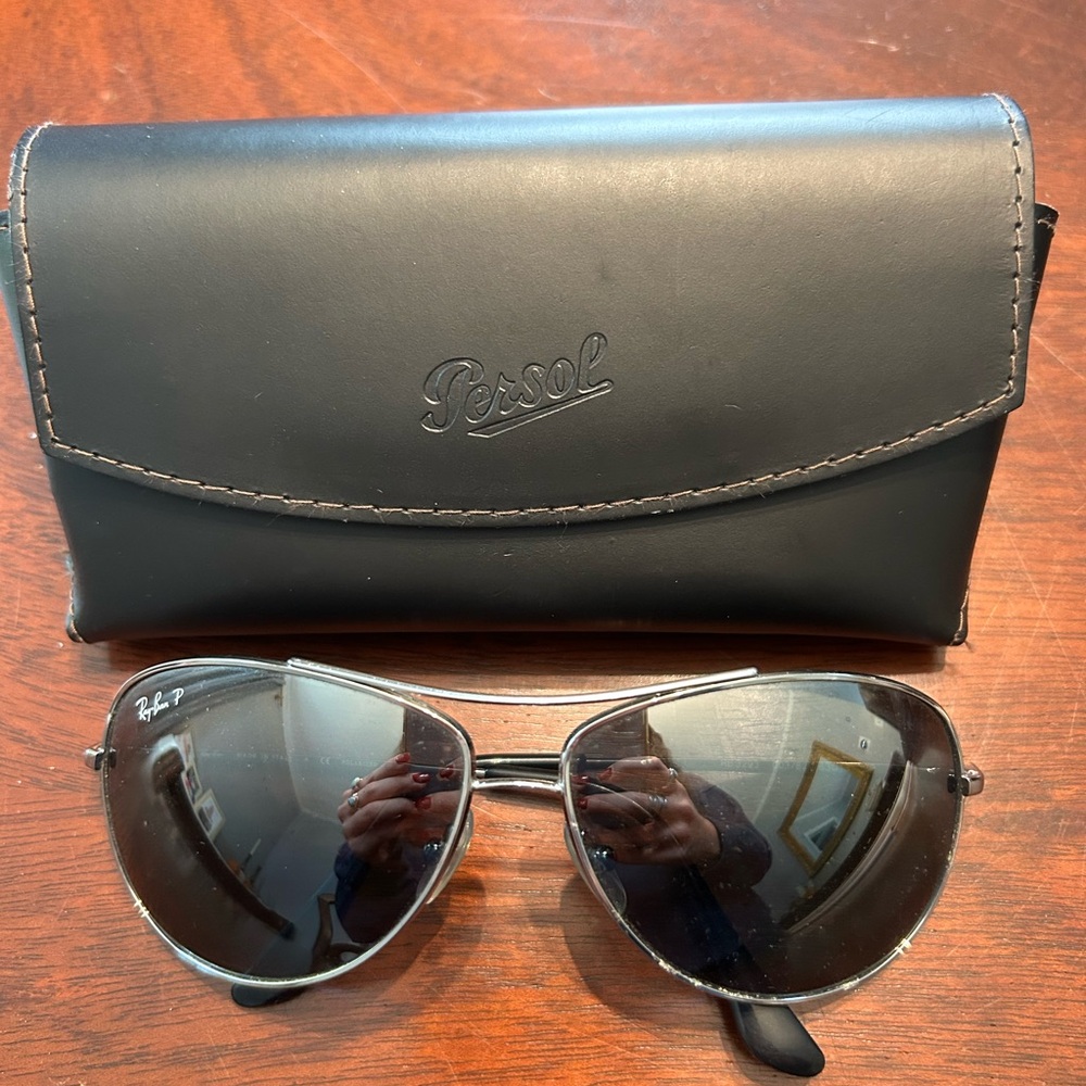 Ray-Ban Silver Frame Sunglasses with Blue Lenses
